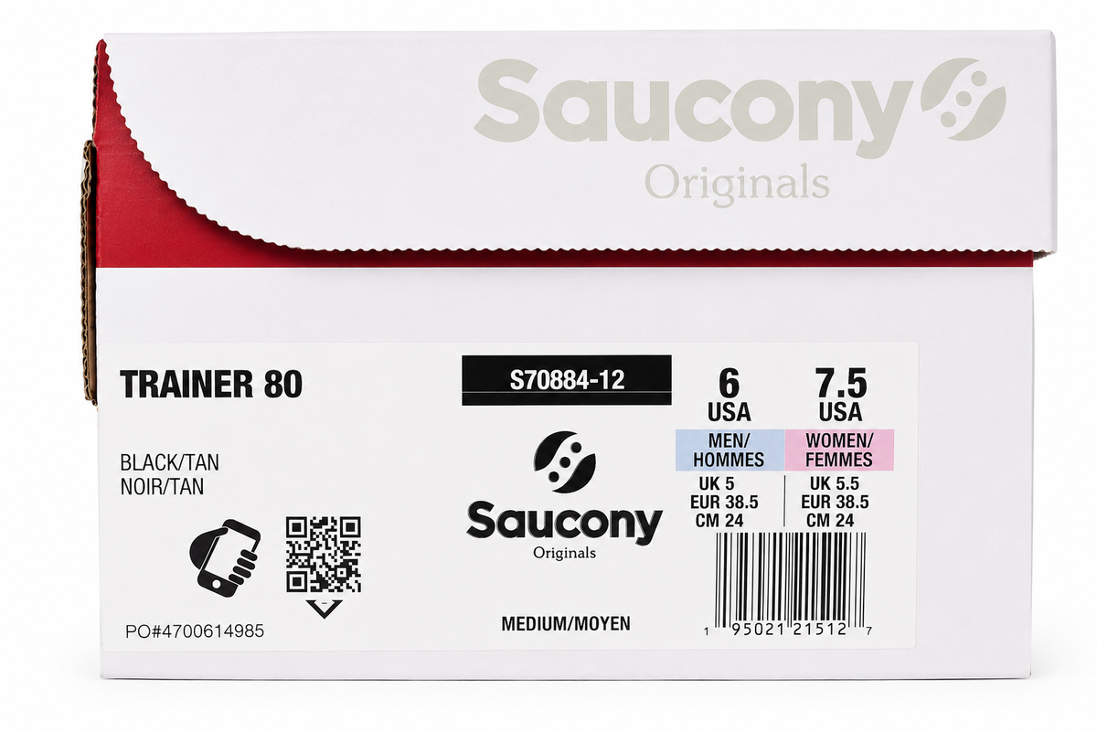 Saucony Originals Trainer 80 Women's 7.5 Black Tan Unisex Sneakers New Box