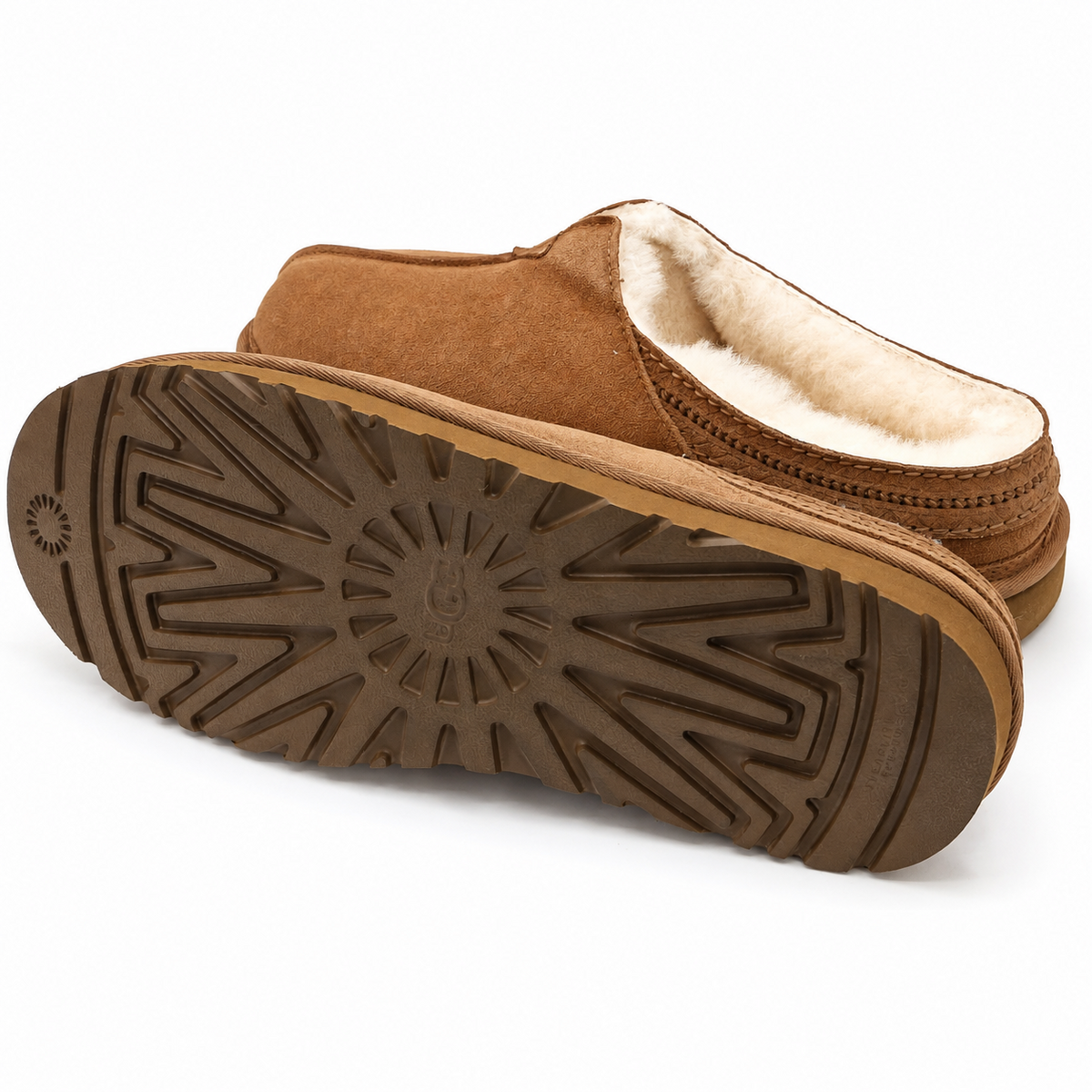 UGG Neuman Slippers Men's Sheepskin Suede Chestnut 1113631-CHE Size 12