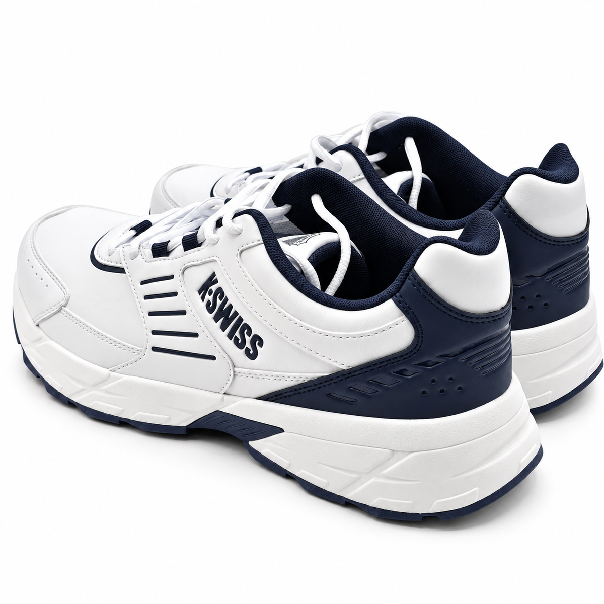 K-Swiss Faro IV Mens 10.5 White Navy Retro Lace Up Low Top Casual Sneaker Shoes