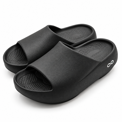 OOFOS OOahh PLUS Recovery Slide Sandals Women 9 Men 7 EU 40 Black Foam Comfort
