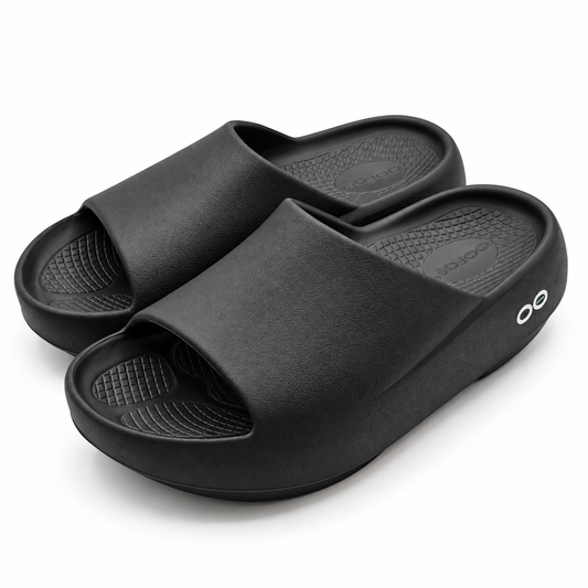 OOFOS OOahh PLUS Recovery Slide Sandals Women 9 Men 7 EU 40 Black Foam Comfort