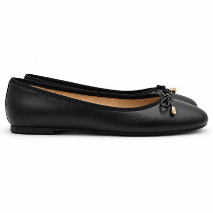 Ted Baker Womens Black Leather Ballet Flats Bow Almond Toe Slip On Pick Size