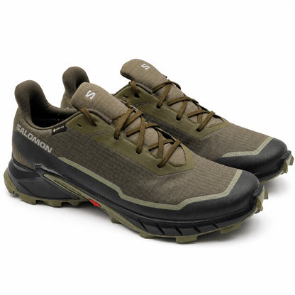 Salomon Alphacross 5 GTX Gore-Tex Trail Running Shoes Olive Black Men's Size 14