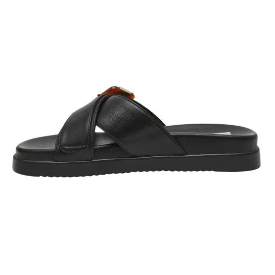 DV by Dolce Vita Usha Womens Black Buckle Slide Sandals Open Toe Shoes Pick Size