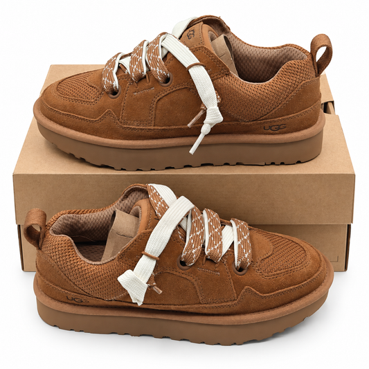 UGG Lo Lowmel Womens 8 Chestnut Suede Mesh Lace Up Low Top Sneakers 1168890