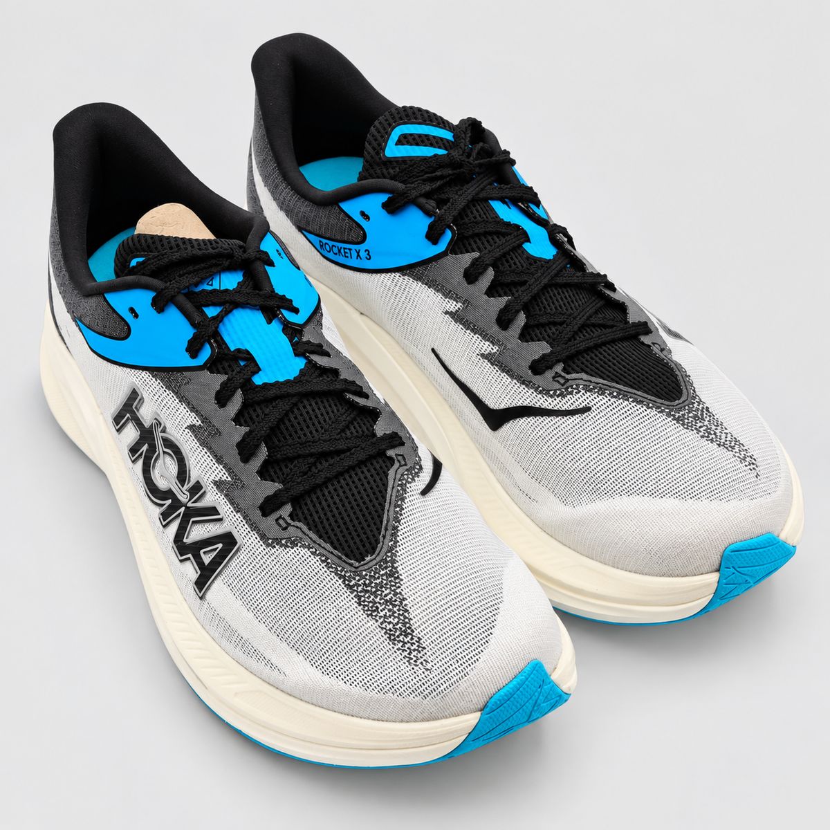 HOKA Rocket X 3 Men's 11 D White Black PEBA Carbon Plate Marathon Racing Shoes