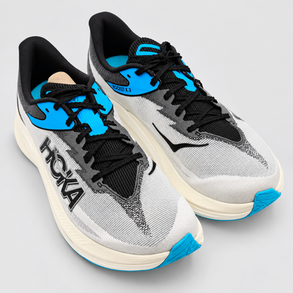 HOKA Rocket X 3 Men's 11 D White Black PEBA Carbon Plate Marathon Racing Shoes
