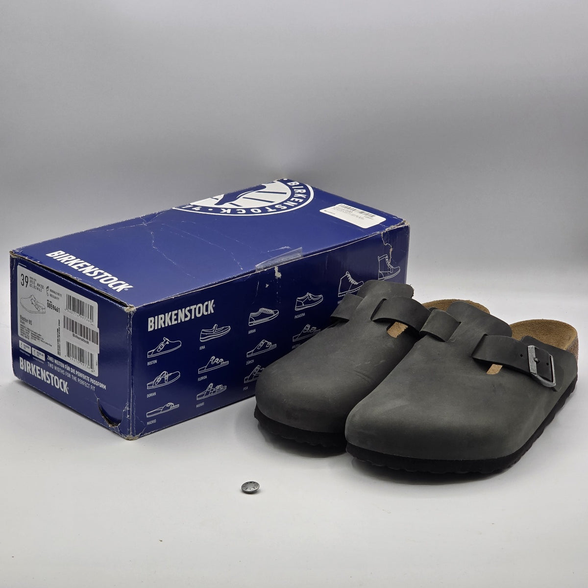 Birkenstock Boston BS Black Oiled Leather Clogs Women's 8 EU 39 READ DESCRIPTION