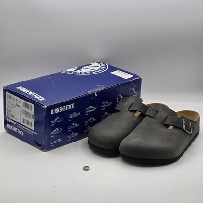Birkenstock Boston BS Black Oiled Leather Clogs Women's 8 EU 39 READ DESCRIPTION