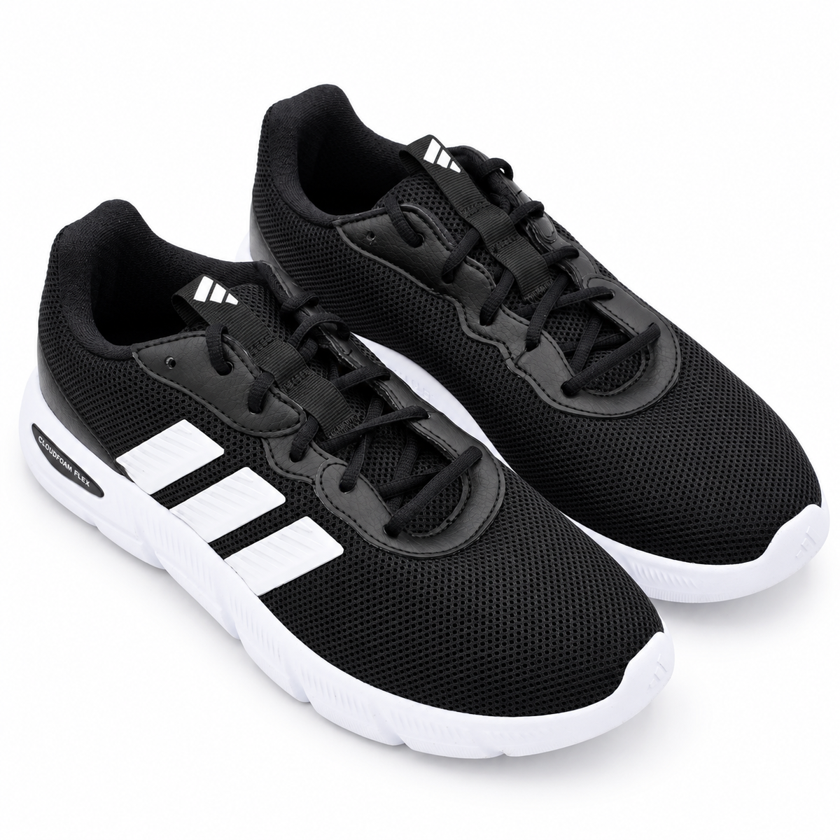 adidas Cloudfoam Flex Laces HQ4960 Womens Black White Walking Lifestyle Sneakers