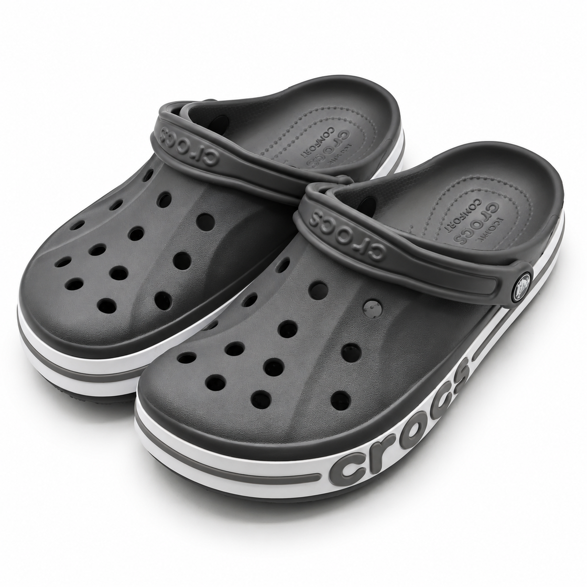 Crocs Bayaband Clogs Women 9 Men 7 Slate Grey Multi Slip On Comfort 205089-0IE