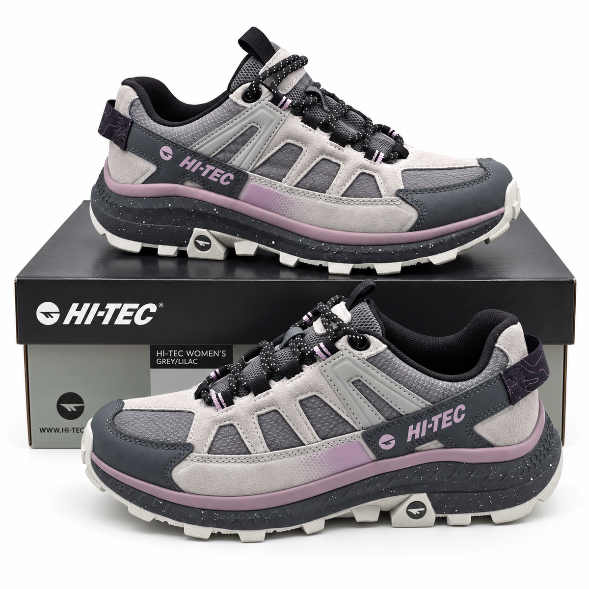 Hi-Tec Women's Hiking Trail Shoes Gray Lilac Outdoor Walking Sneakers Pick Size