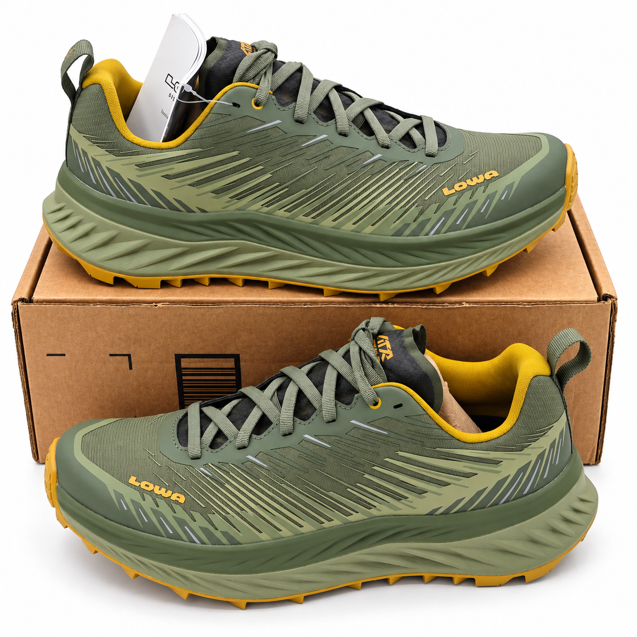 LOWA Fortux Men's US 9.5 Olive Mustard Trail Running Hiking Shoes 310693-7898