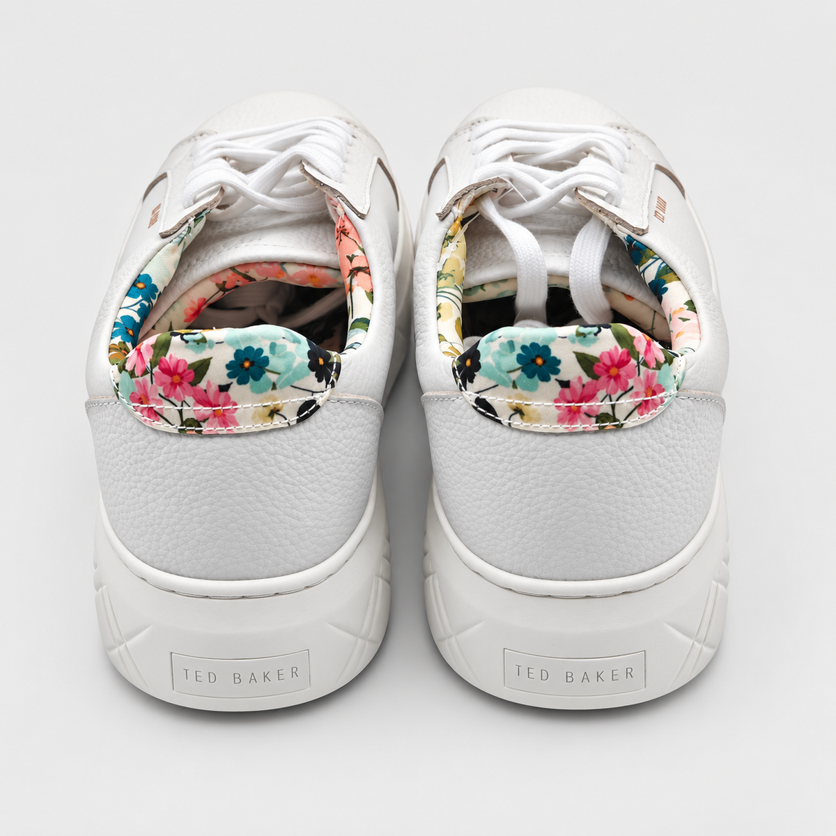 Ted Baker Womens White Leather Floral Platform Sneakers Casual Shoes Pick Size