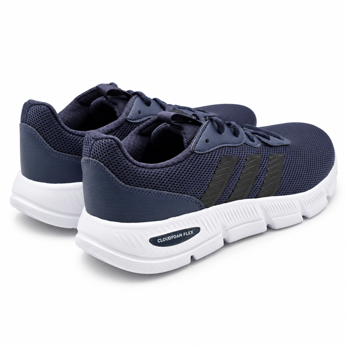 adidas Cloudfoam Flex Laces Mens Wide Navy Walking Sneakers HQ4853 Pick Size