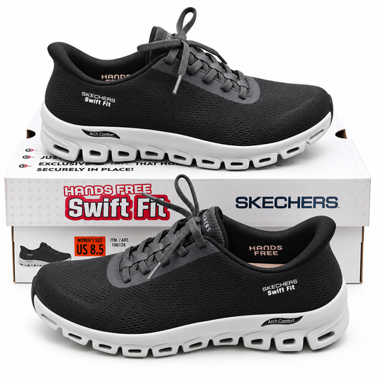 Skechers Swift Fit Womens Black Hands Free Glide-Step Walking Sneakers Pick Size
