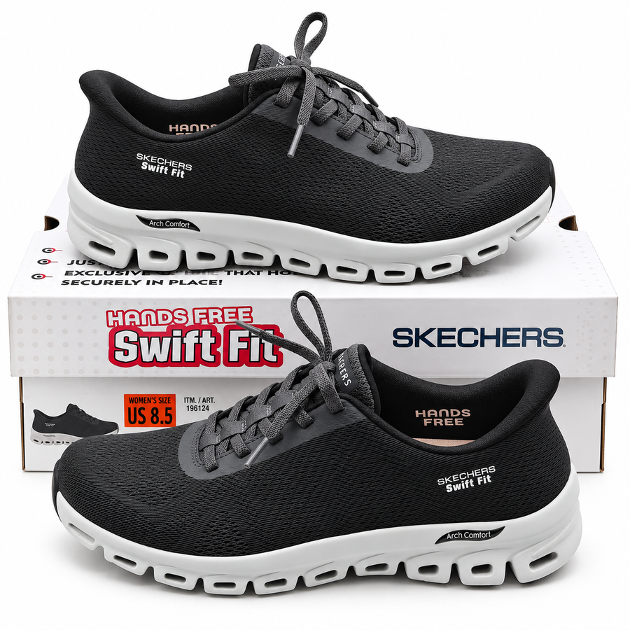 Skechers Swift Fit Womens Black Hands Free Glide-Step Walking Sneakers Pick Size