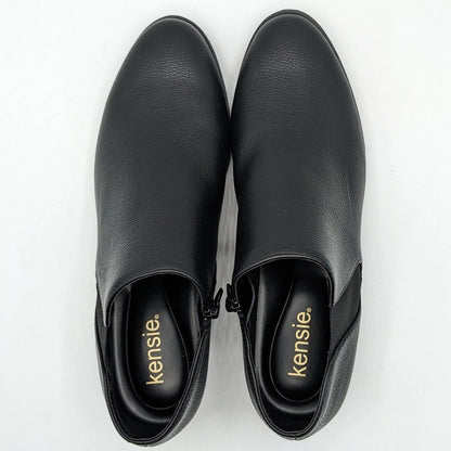 Kensie "Sammy" Faux Pebbled Leather w/ Block Heel & Side Zip Closure (Black) NEW