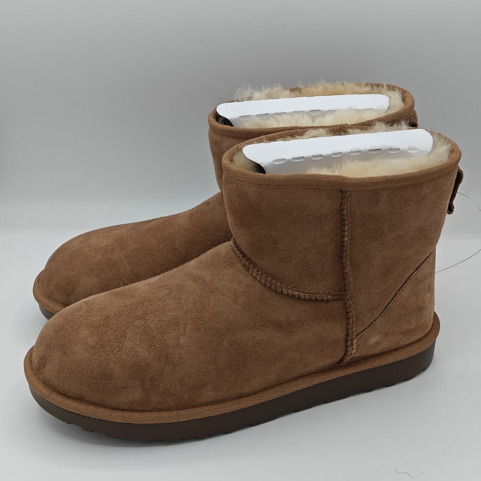 Kirkland Signature Women's Suede Shearling Winter Straight Edge Boot, Tan Havane