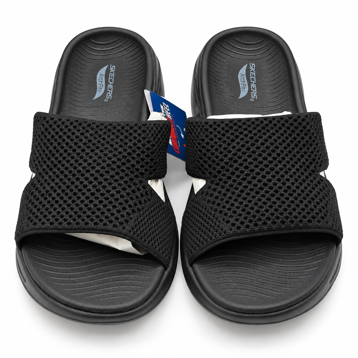 Skechers GO WALK Arch Fit Worthy Womens 7 Black Slide Sandals ULTRA GO 140224
