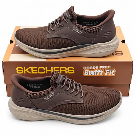 Skechers Swift Fit Mens Brown Hands Free Memory Foam Walking Sneakers Pick Size