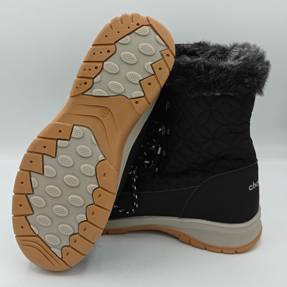 Chooka Women's Belltown Black  Mid Faux Fur Insulated Winter Snow Boots