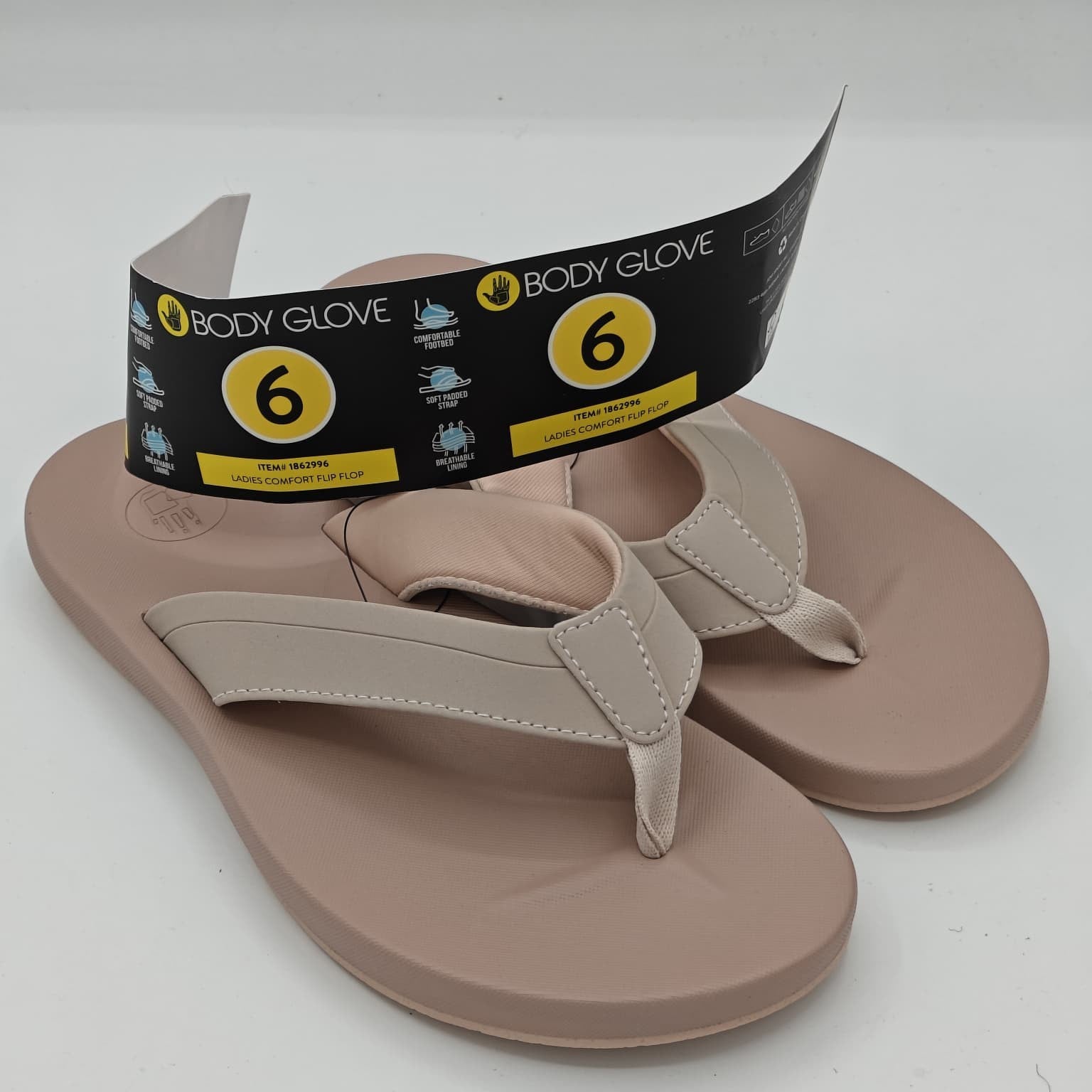 New Body Glove Women's Flip Flops Pink Sandals Comfort Padded Size 6 M