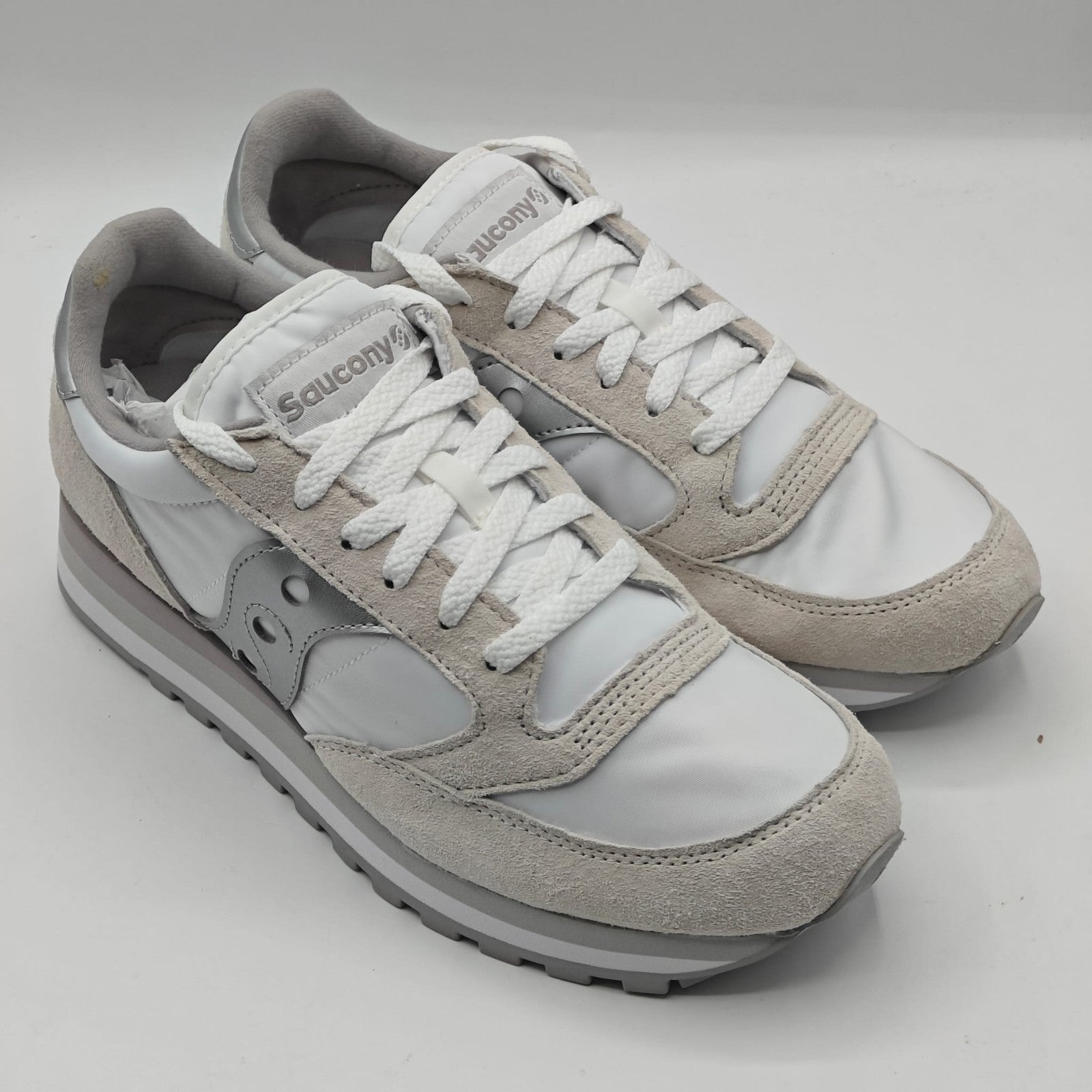 Saucony Jazz Triple S60530-16 White Silver Retro Sneakers Women's Size 9.5