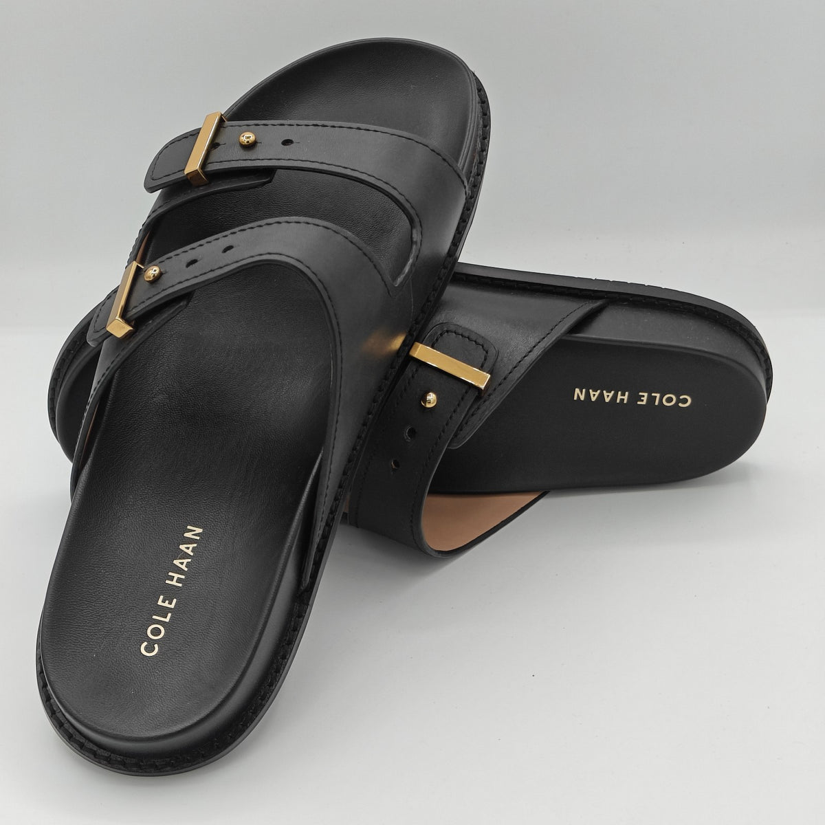 Cole Haan "Marisol" Women's Leather Adjustable Double Banded Sandals Black