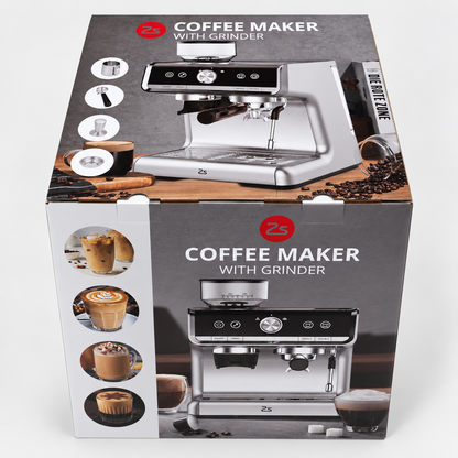 20 Bar Espresso Machine with Grinder Milk Frother Steam Wand 30 Grind Settings