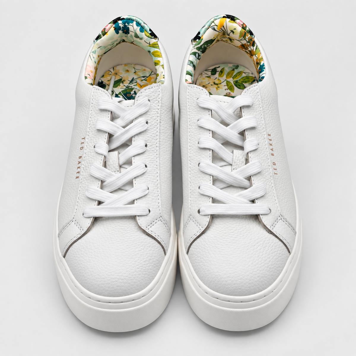 Ted Baker Womens White Leather Floral Platform Sneakers Casual Shoes Pick Size