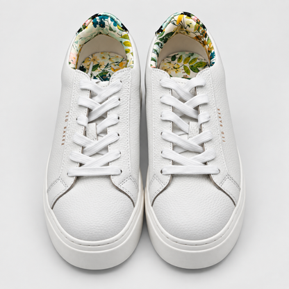 Ted Baker Womens White Leather Floral Platform Sneakers Casual Shoes Pick Size