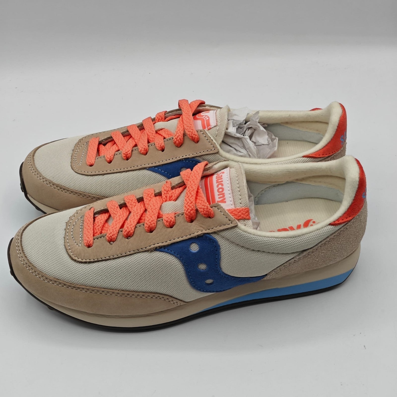 Saucony Trainer 80 S60987-1 Cream Blue Retro Sneakers Women's Size 9 Originals
