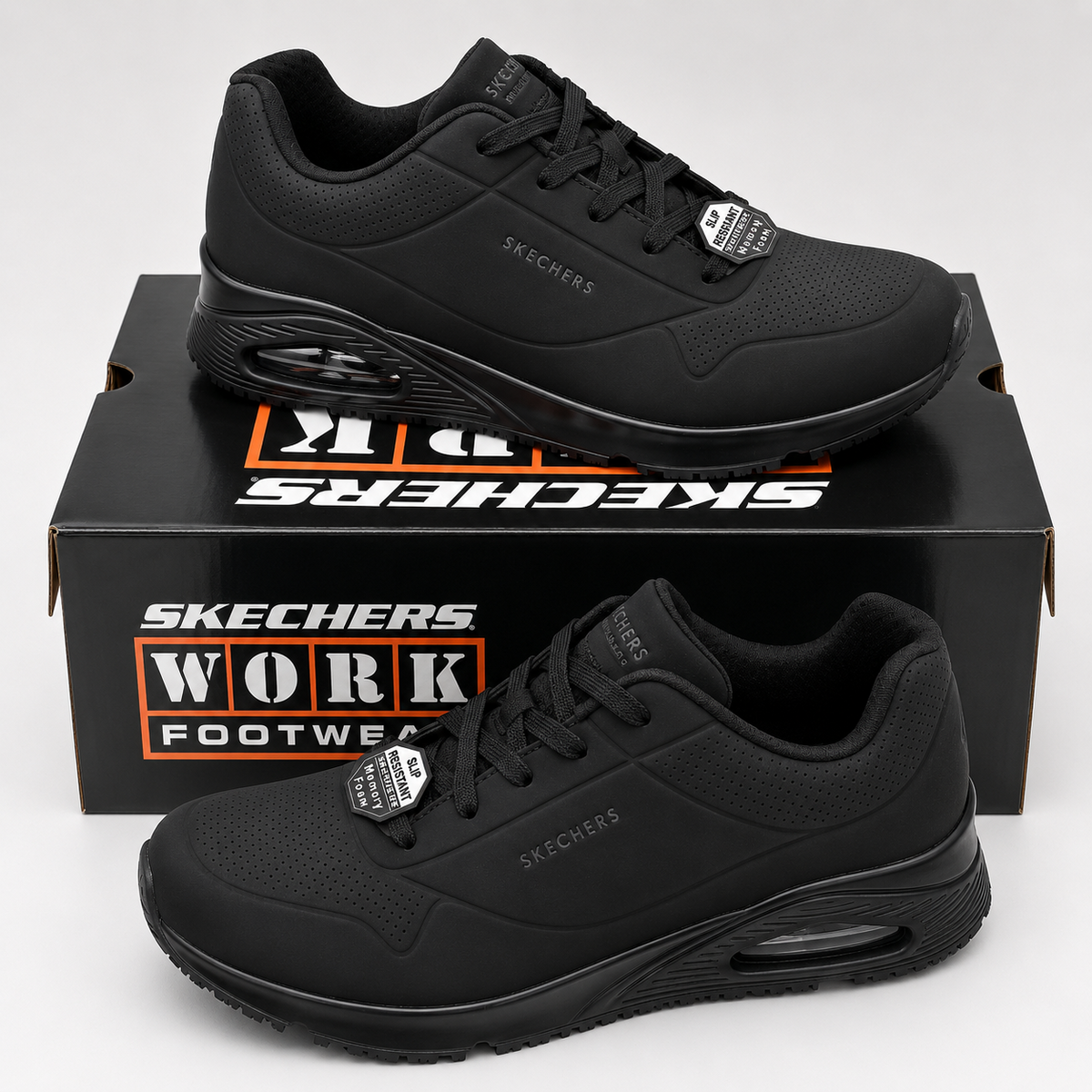 Skechers Work Relaxed Fit Uno SR Sutal Men's Black Slip-Resistant Shoes 9.5/10