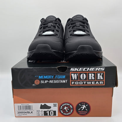 Skechers Work Relaxed Fit Uno SR Sutal Men's Black Slip-Resistant Shoes 9.5/10