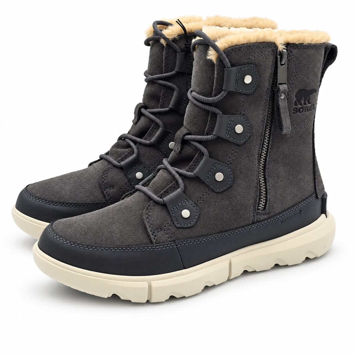 Sorel Explorer II Joan Dual Zip Womens 9 Grill Fawn Waterproof Winter Snow Boots