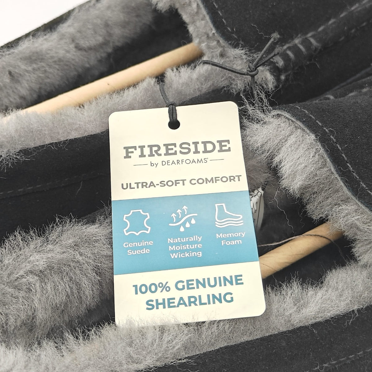 Fireside By Dearfoams Men's Melbourne Genuine Shearling Moccasin Black