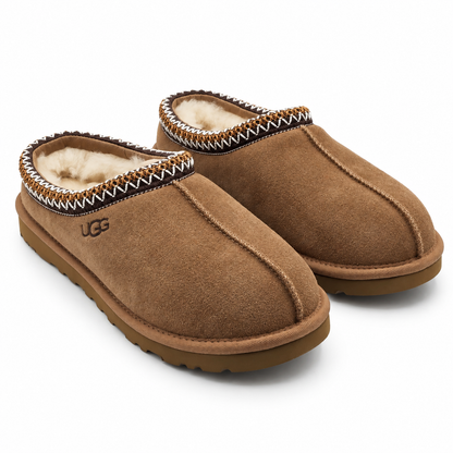 UGG Tasman II Mens 7 Chestnut Suede Sheepskin Lined Slip On Slippers 1174671
