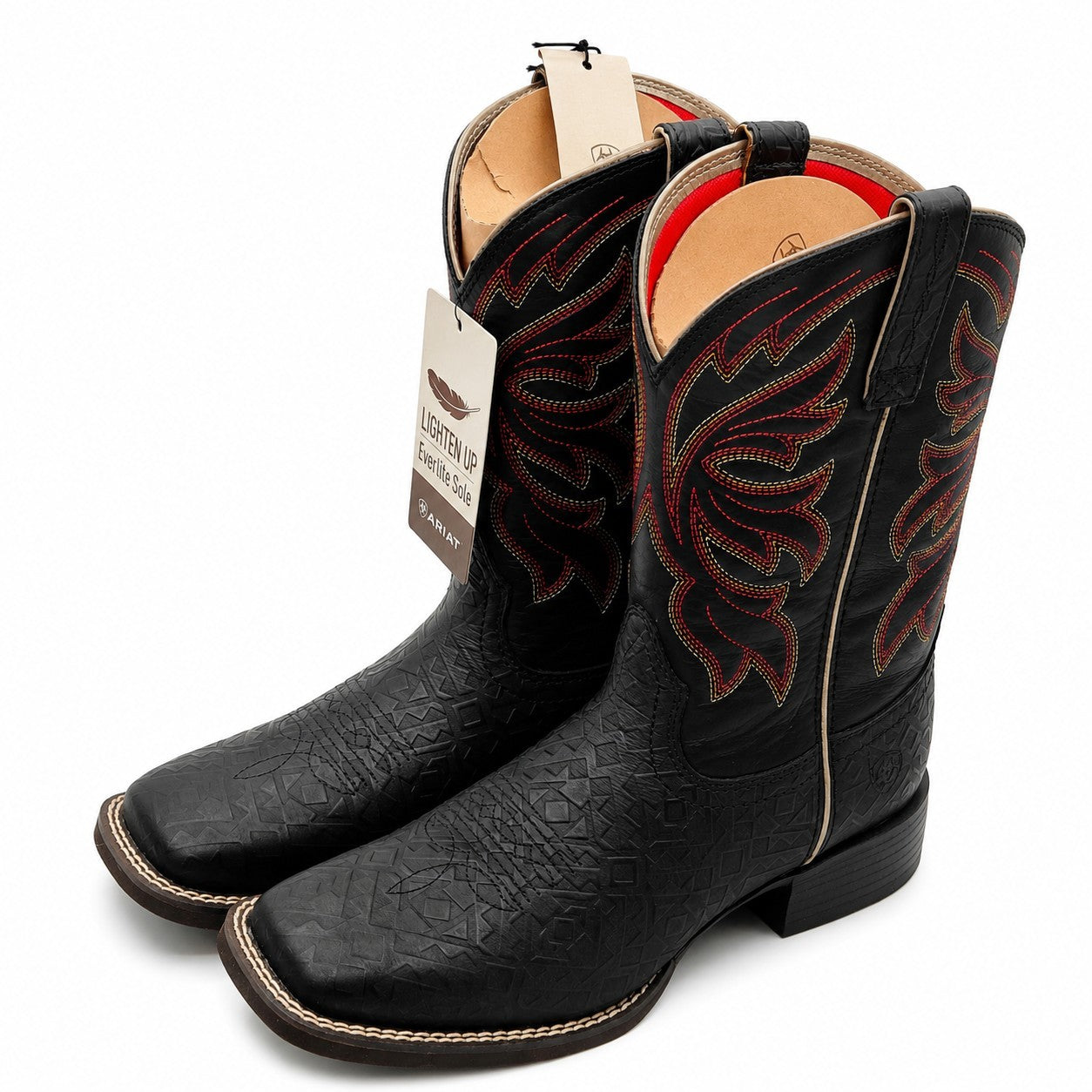 Ariat Buckley Western Cowboy Boots Black Emboss Women's 7.5 B Square Toe 1005088