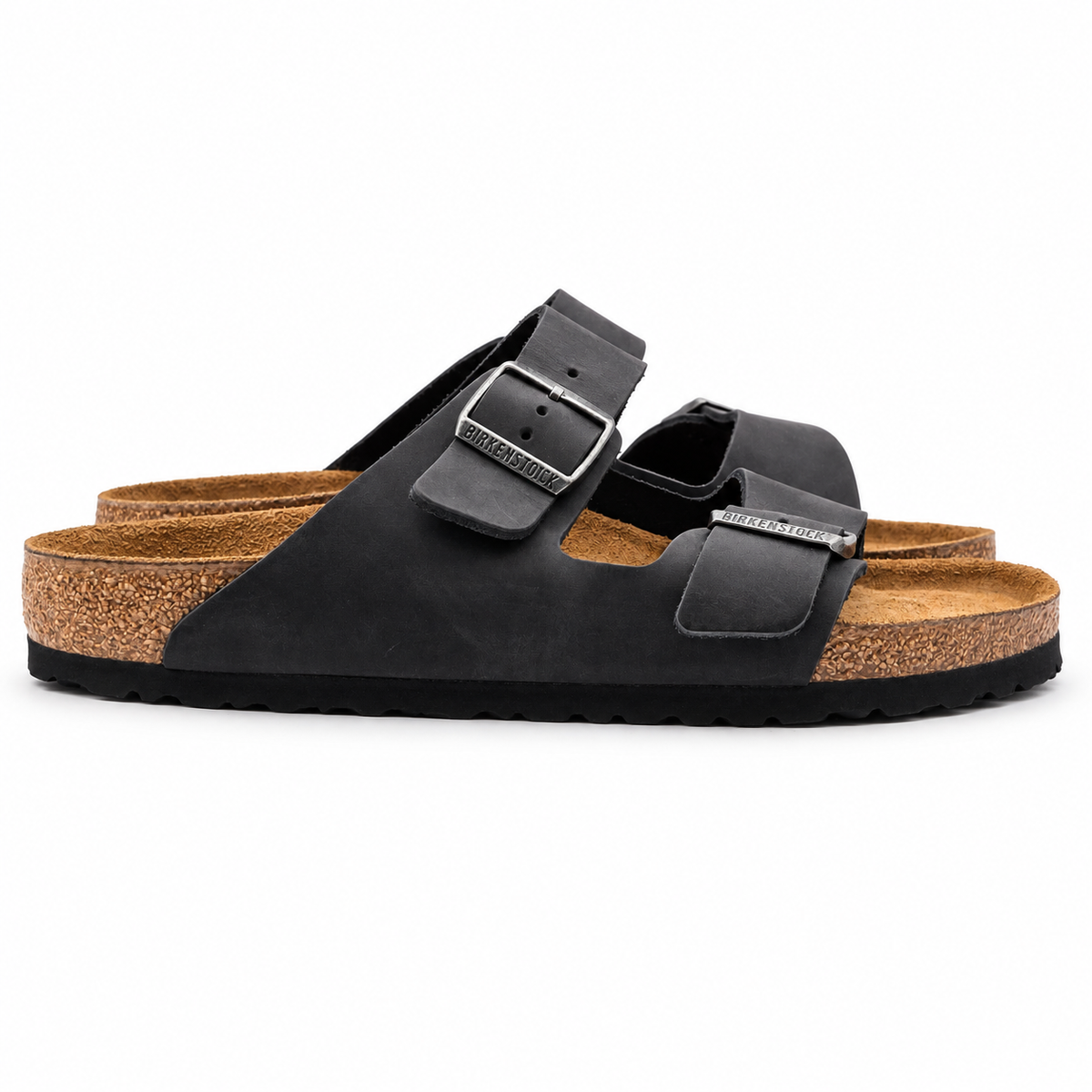 Birkenstock Arizona Soft Footbed Mens 9 EU 42 Black Oiled Leather Slide Sandals