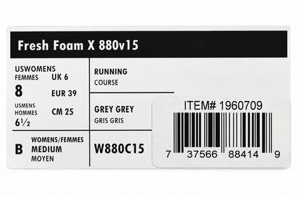 New Balance Fresh Foam X 880v15 Womens 8 B Gray Mesh Road Running Shoes W880C15