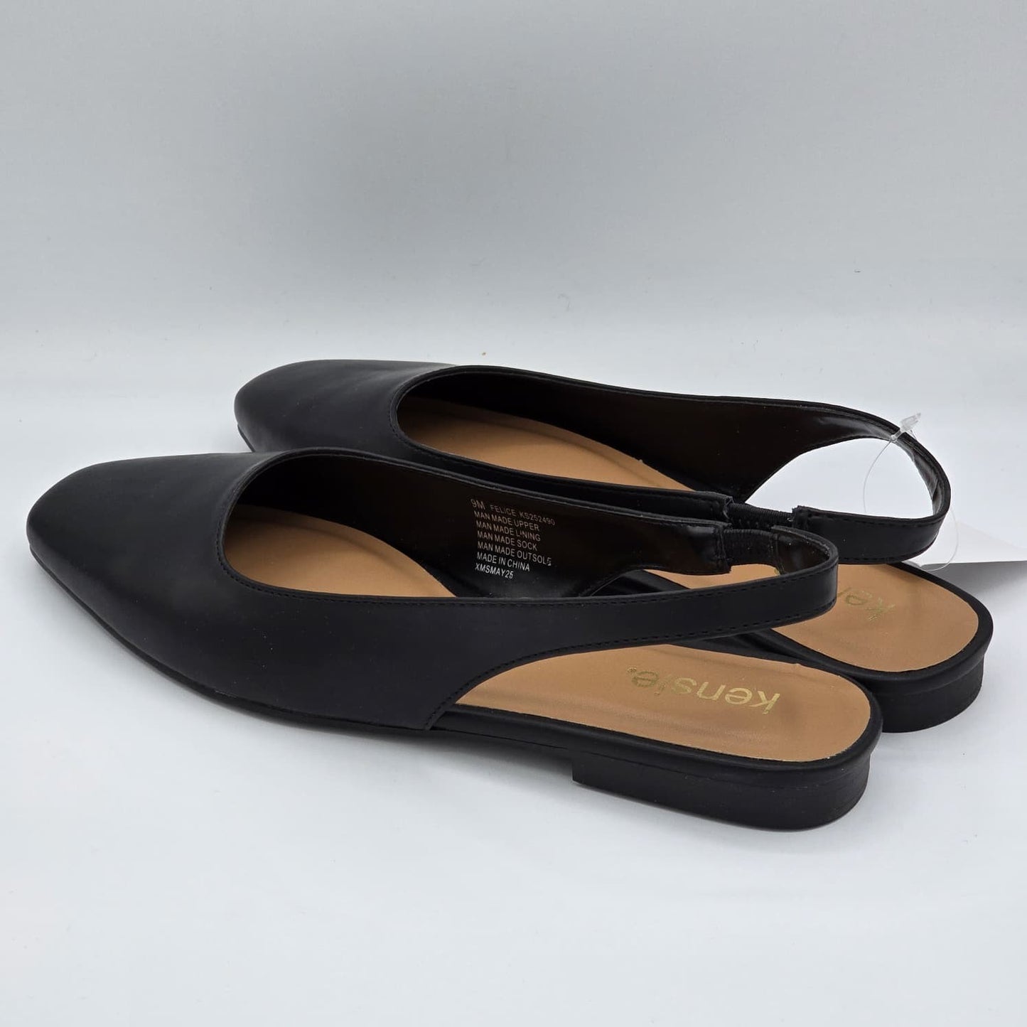 Kensie Women's Felice Slingback Flats Black Pointed Toe Casual Dress Shoes