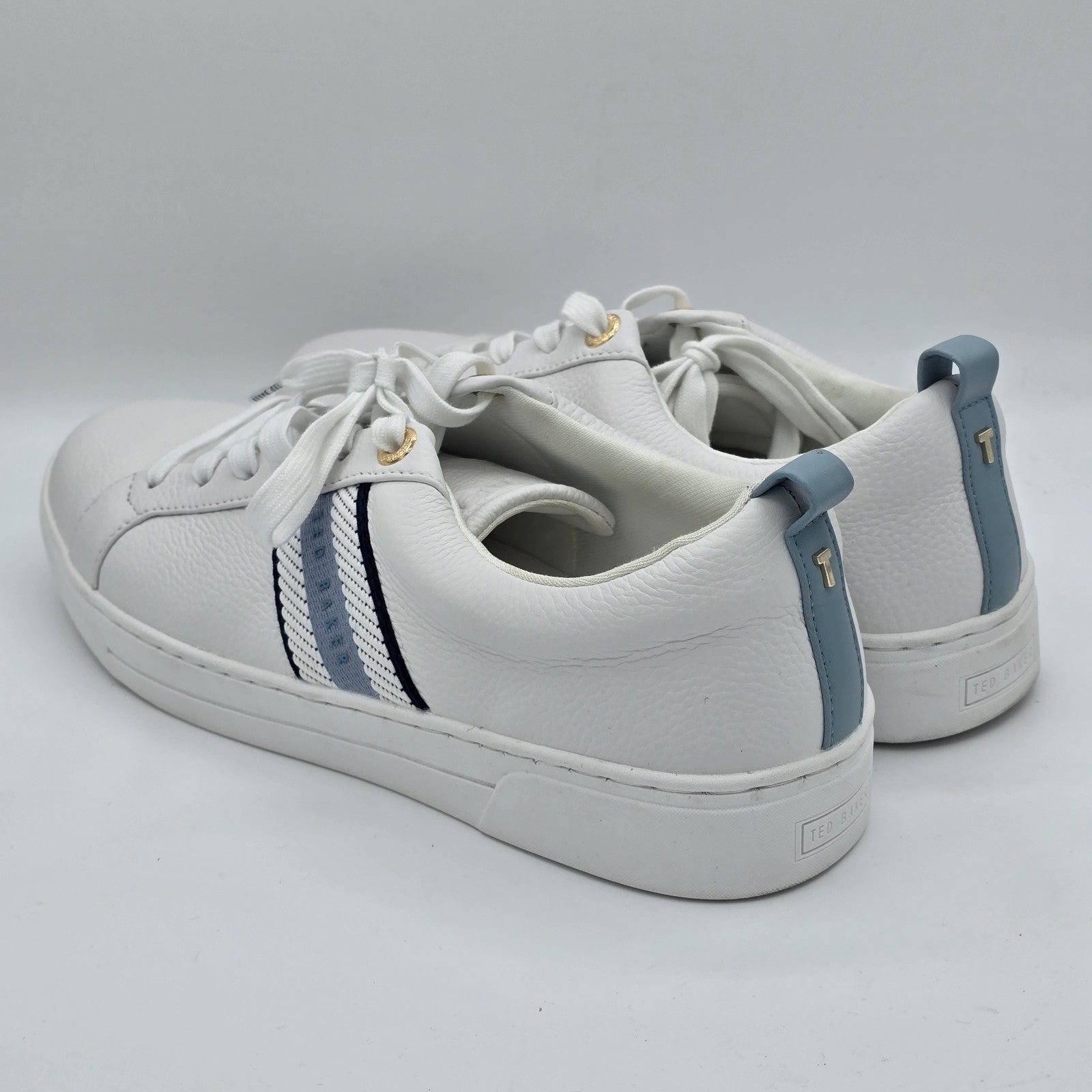 Ted Baker Bailey Icon Sneakers Women's Leather Tennis Blue White Size 11