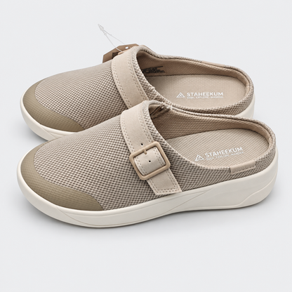 Staheekum Sneaker Clog Womens Taupe Mesh Buckle Slip On Comfort Mules Pick Size