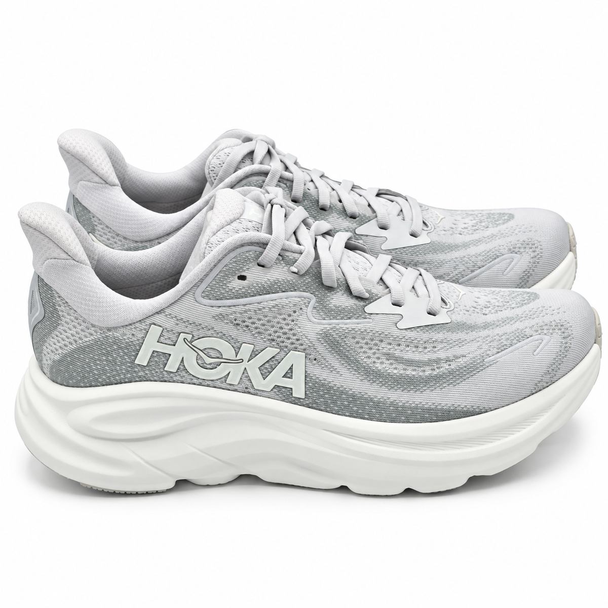 HOKA Clifton 10 Women's 9 D Wide Cosmic Grey Stardust Cushioned Running Shoes
