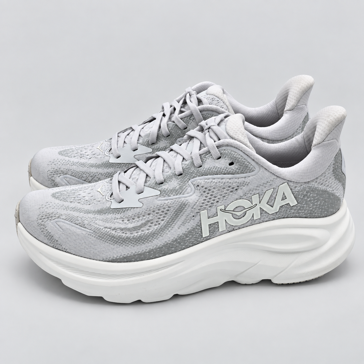 HOKA Clifton 10 Women's 9 D Wide Cosmic Grey Stardust Cushioned Running Shoes