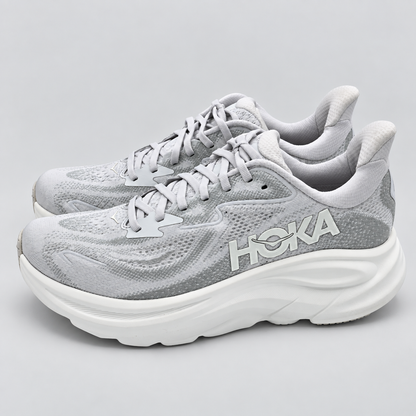 HOKA Clifton 10 Women's 9 D Wide Cosmic Grey Stardust Cushioned Running Shoes