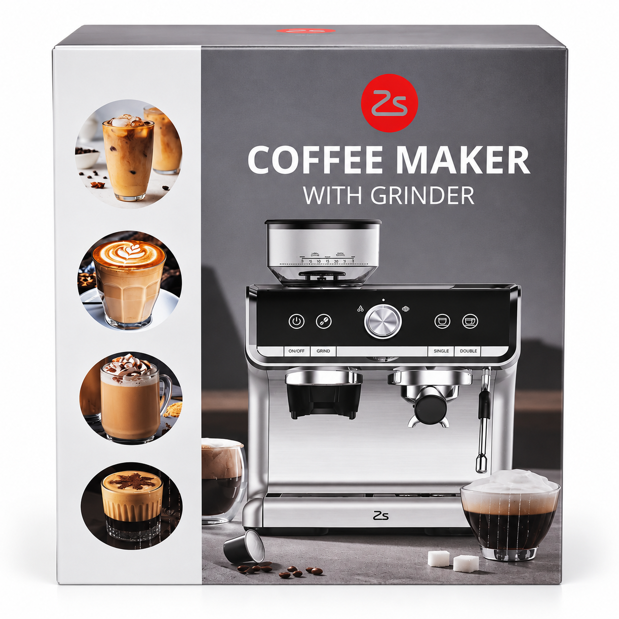 20 Bar Espresso Machine with Grinder Milk Frother Steam Wand 30 Grind Settings