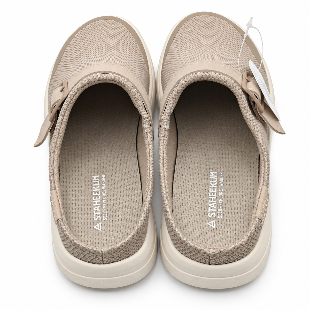 Staheekum Sneaker Clog Womens Taupe Mesh Buckle Slip On Comfort Mules Pick Size