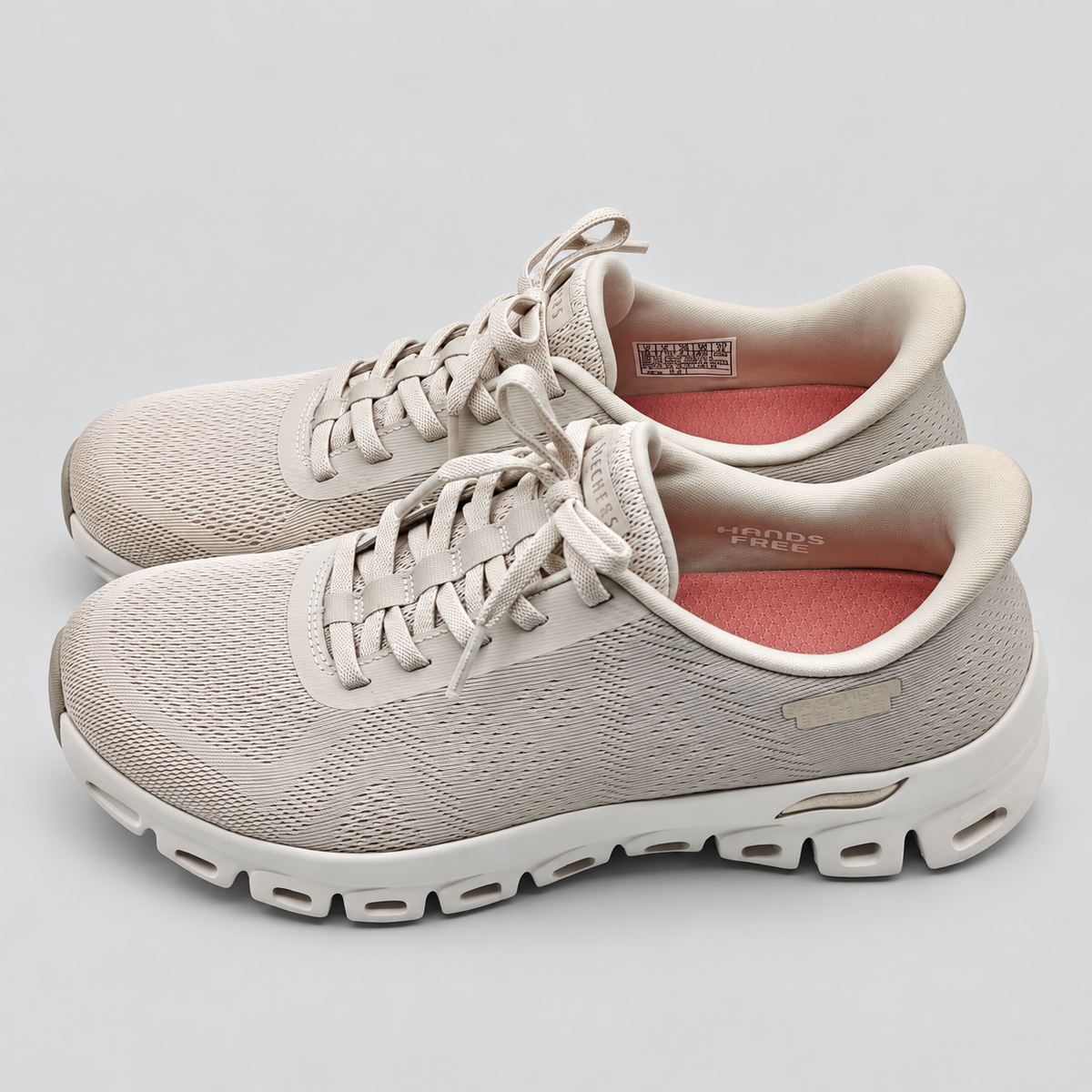 Skechers Swift Fit Womens Tan Hands Free Glide-Step Walking Sneakers Pick Size